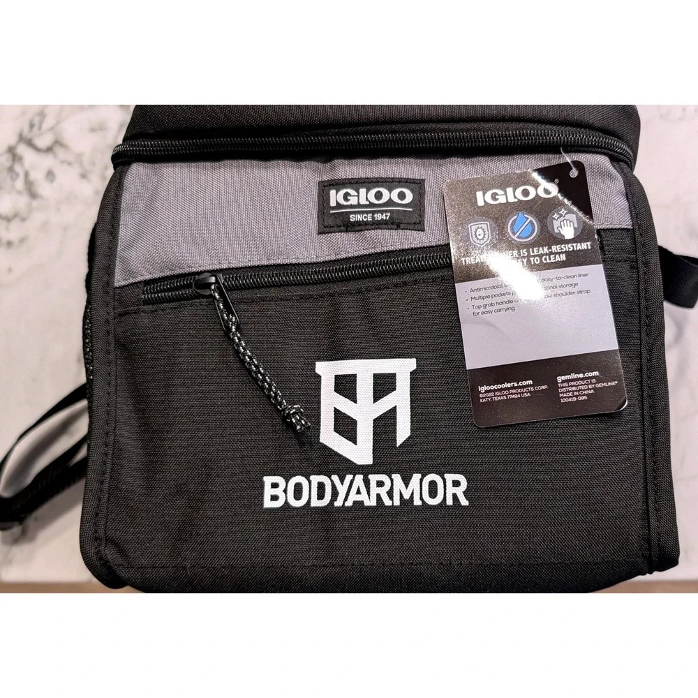 Igloo BodyArmor Soft Cooler Bag Black Grey Insulated Lunch Box Adjustable Strap